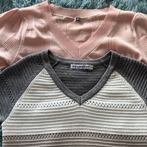 Two Short Sleeve Women's V-Neck Sweaters